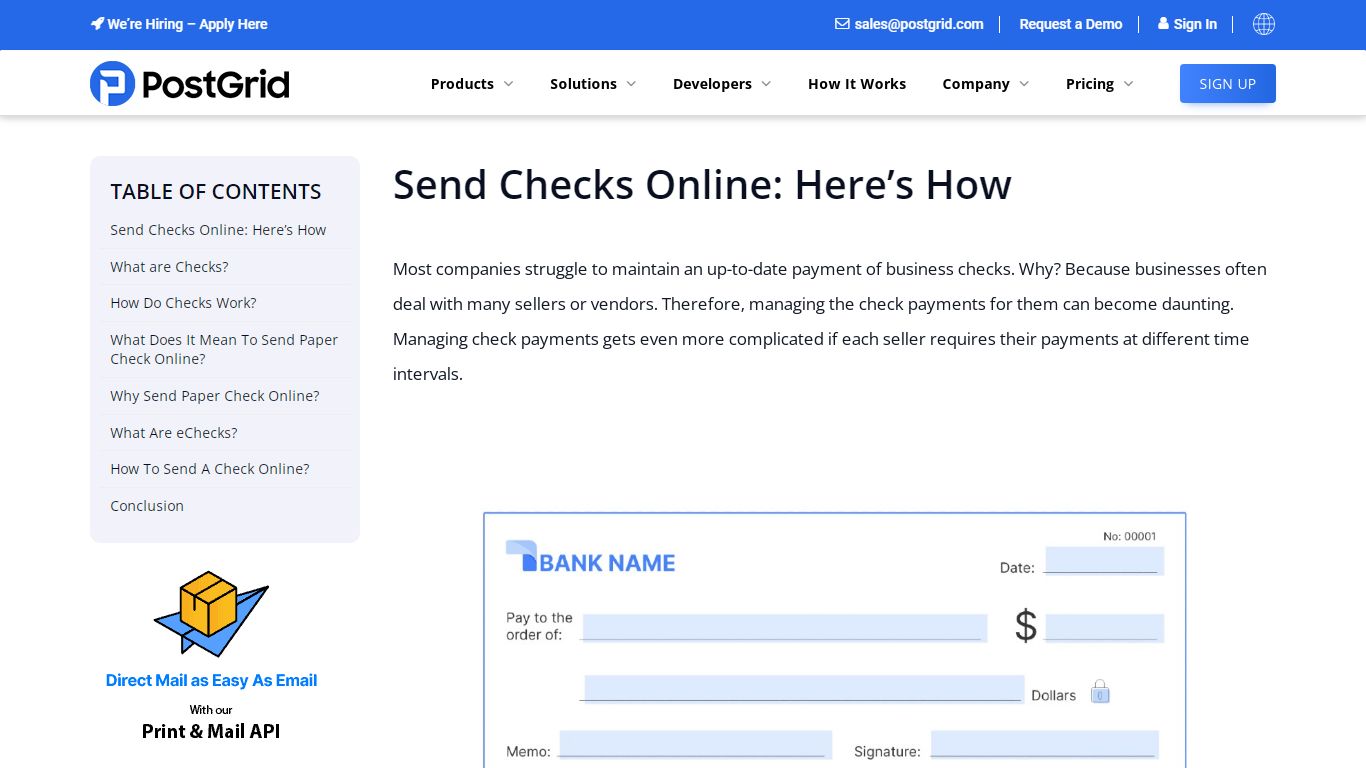 Send Checks Online | How to Send a Check to Someone Online - PostGrid